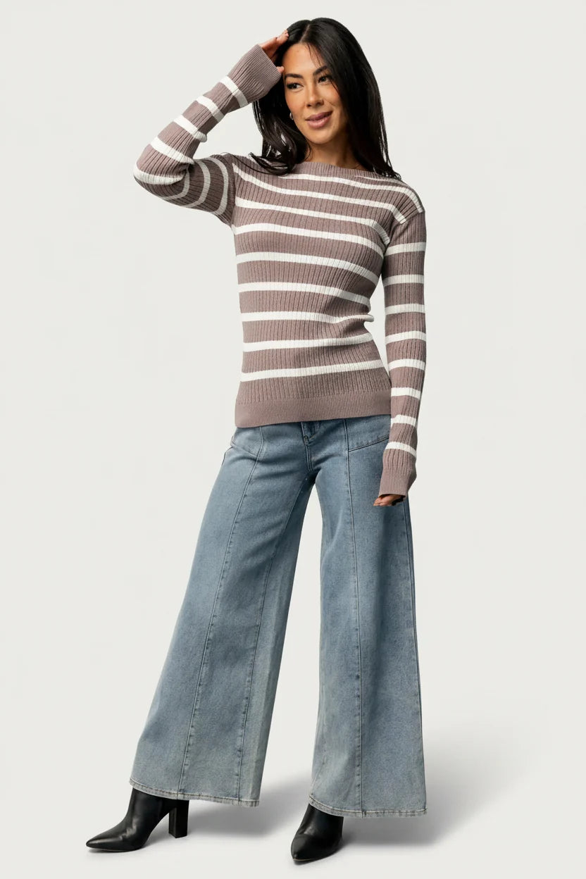 Emilie Ribbed Top | Mocha + Ivory