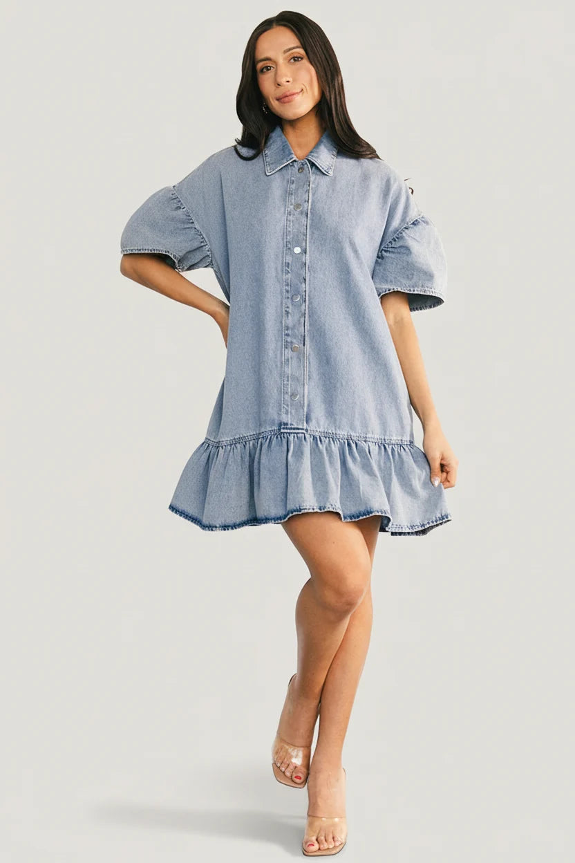 Laguna Short Dress | Light Wash