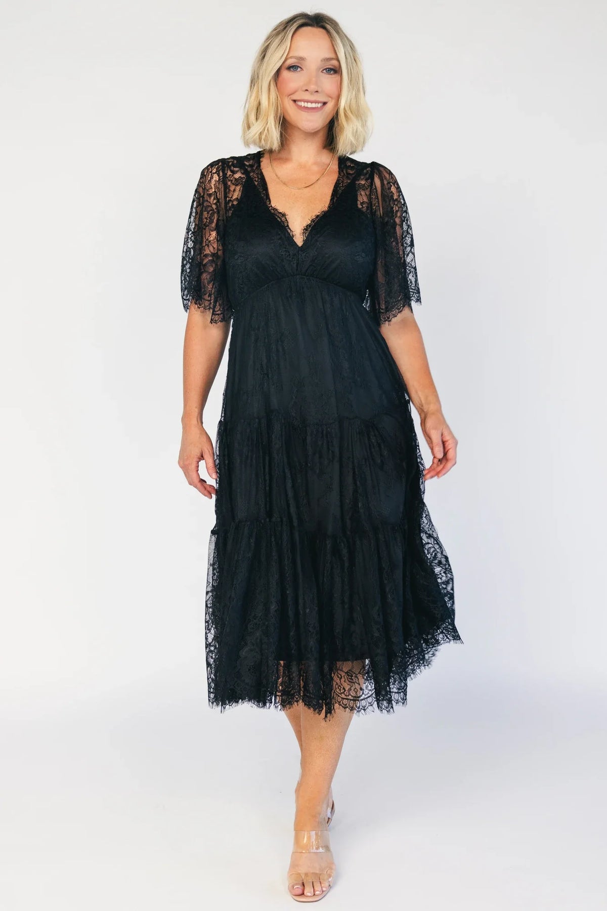 Brittany Lace Midi Dress | Black