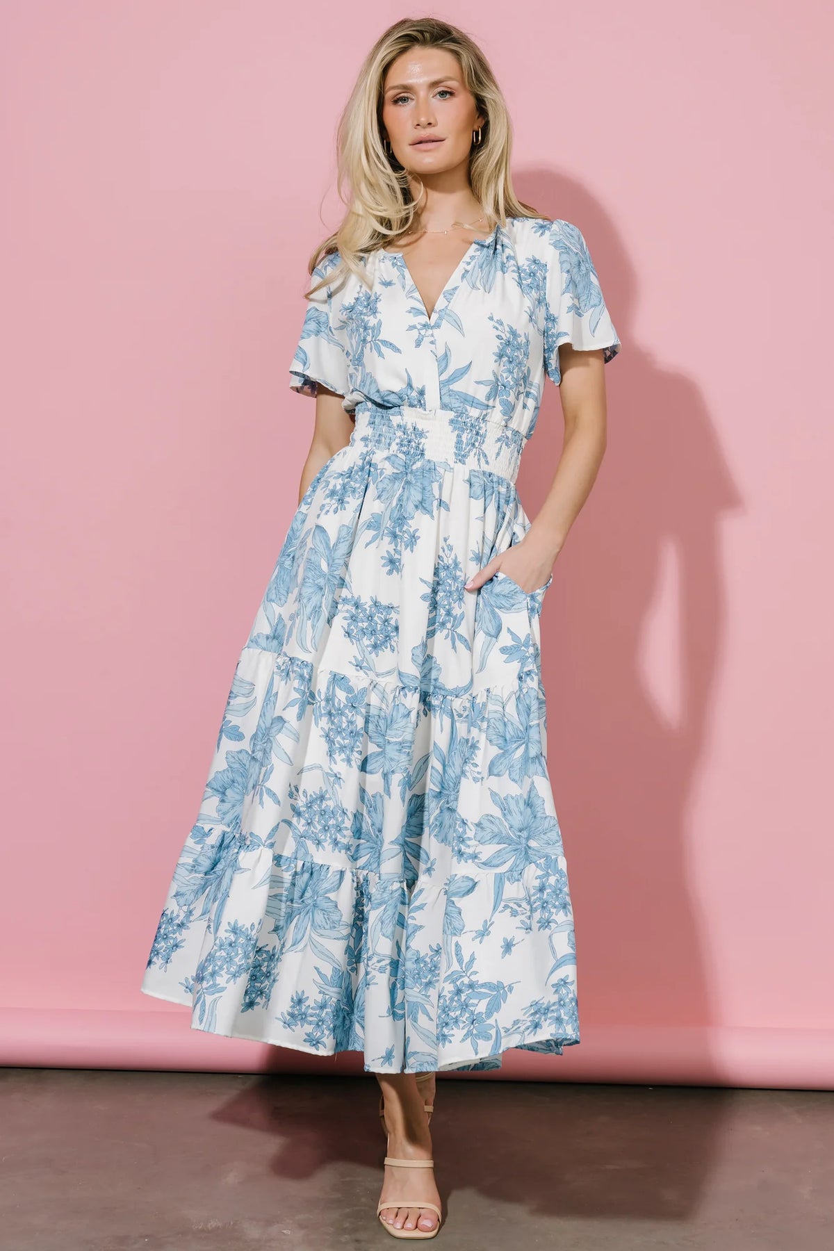 Holland Dress | Off White + Blue