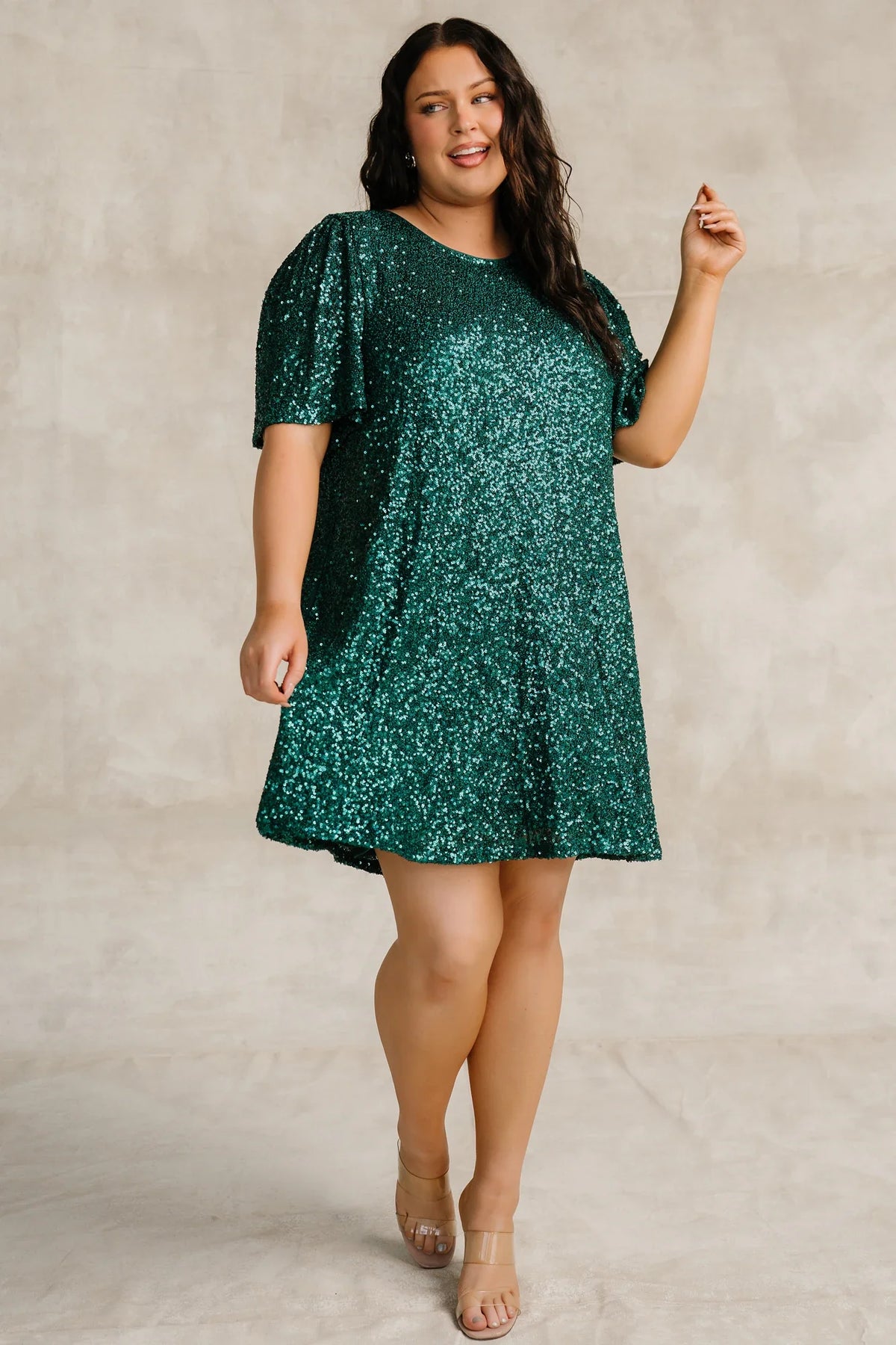Kimber Sequin Shift Dress | Emerald