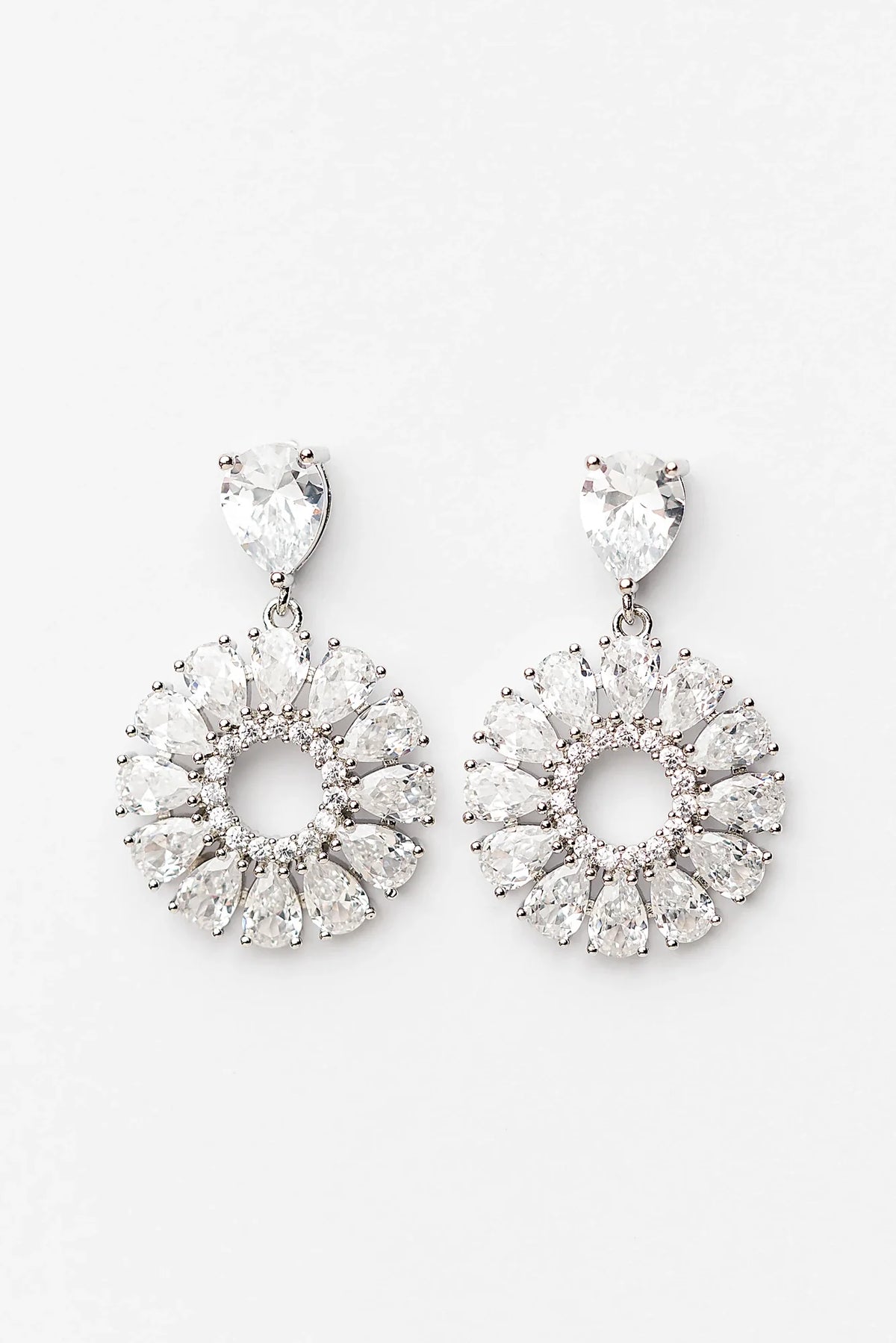 Lisandra Cluster Drop Earrings | Silver