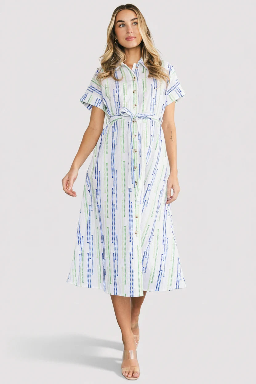 Jimena Midi Dress | Blue + Green Print