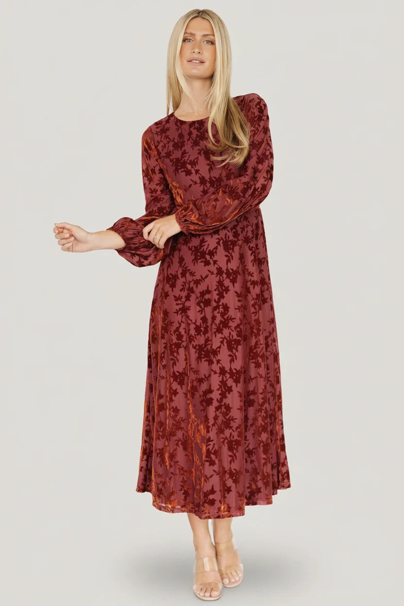 Thora Velvet Dress | Copper Floral