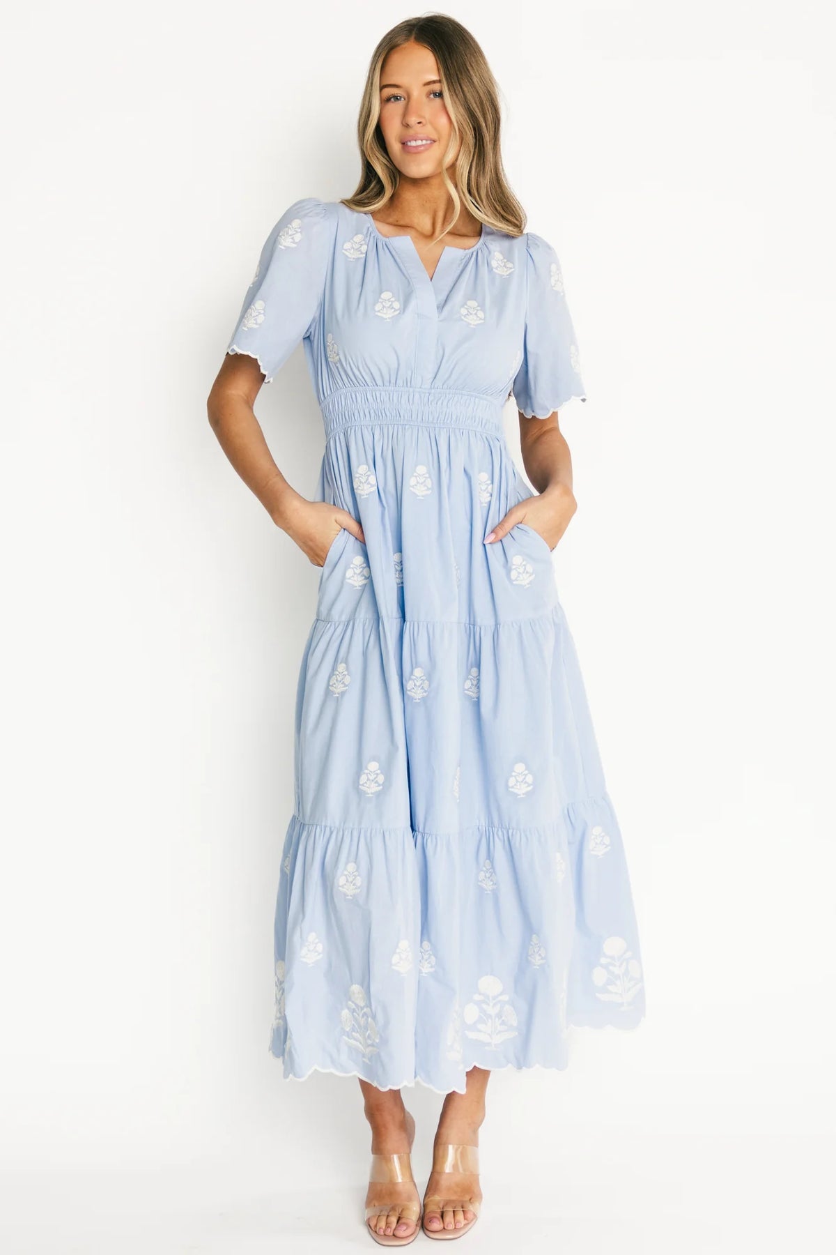 Delilah Embroidered Maxi Dress | Blue