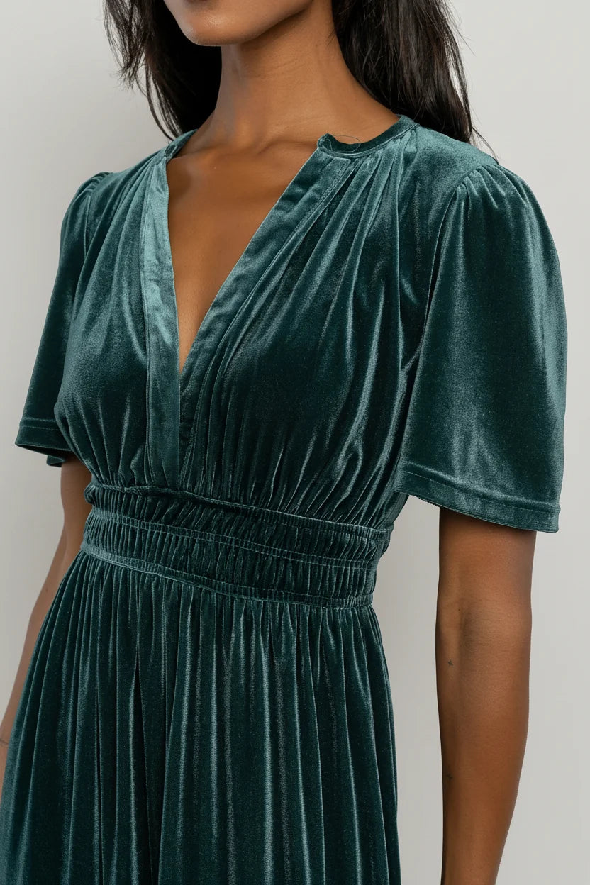 Artemis Velvet Maxi Dress | Deep Lagoon