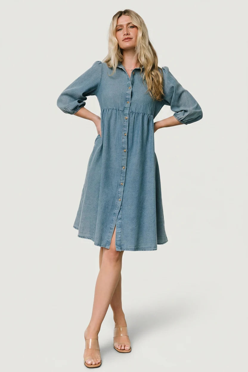 Sari Babydoll Dress | Chambray