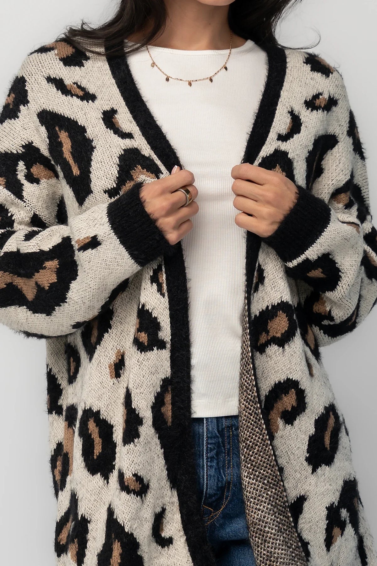 Jeter Open Cardigan | Leopard Print