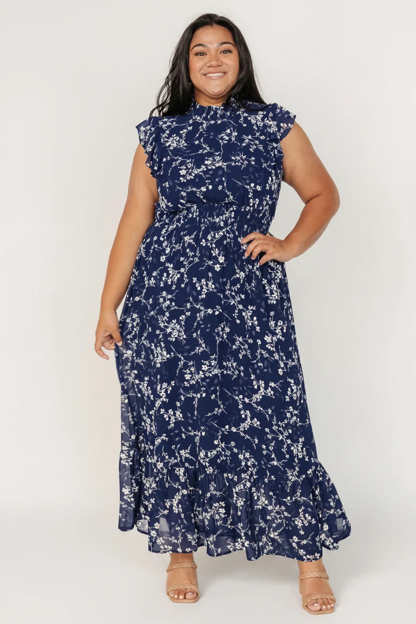 Kearny Ruffle Maxi Dress | Blue Floral