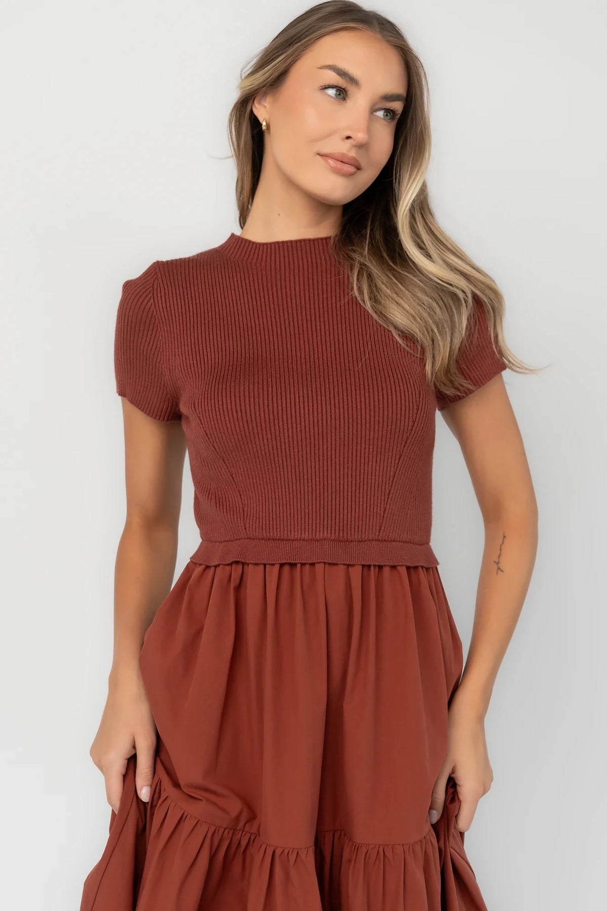 Devotion Tiered Dress | Rust