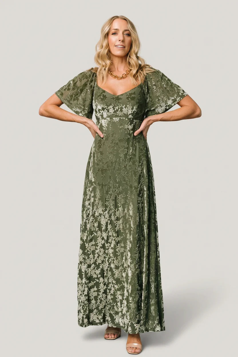 Everley Velvet Maxi Dress | Dark Sage