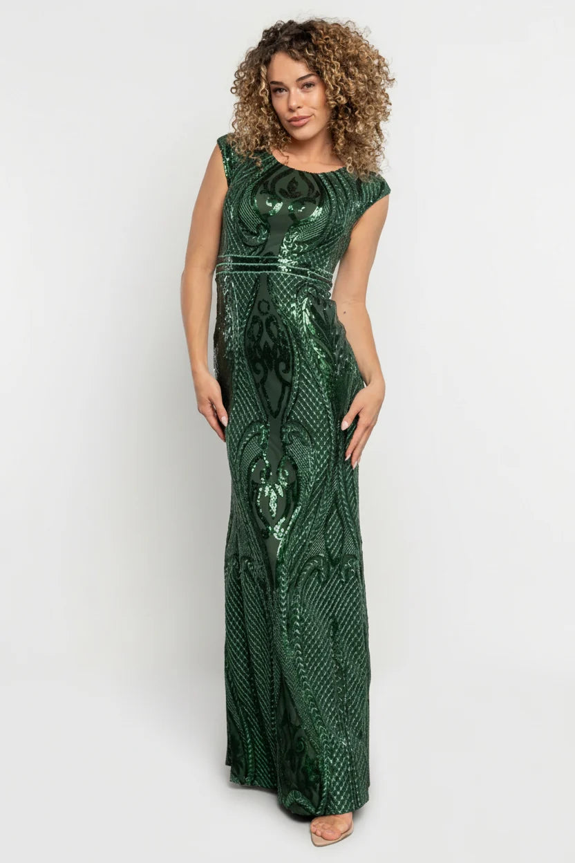 Alessia Sequin Gown | Green