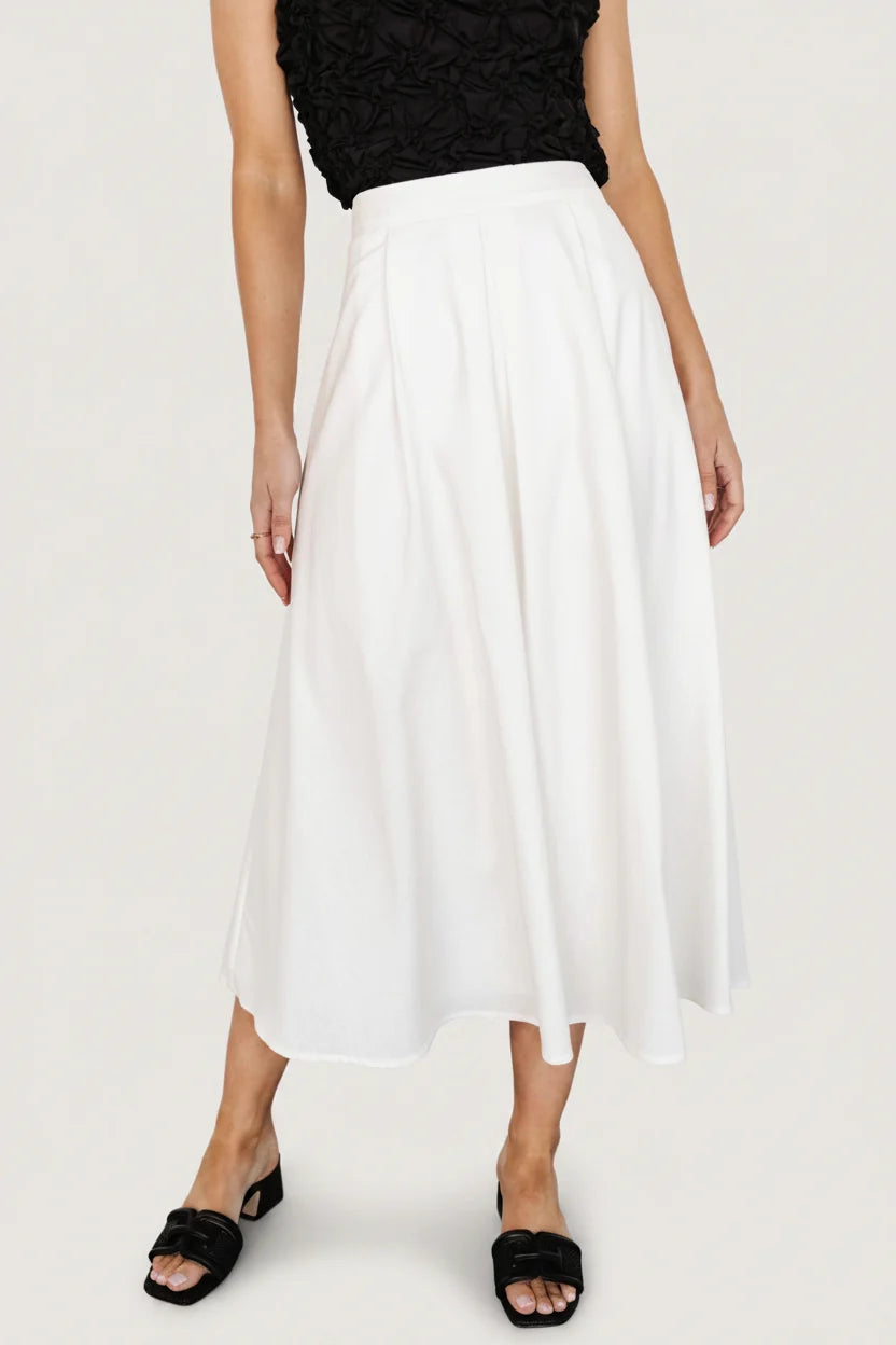 Katie Pleated Midi Skirt | Off White