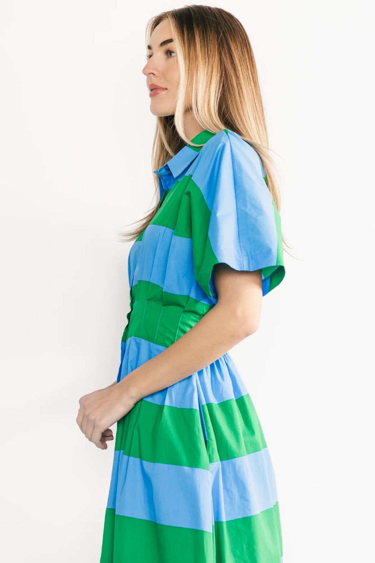 Tracy Shirt Dress | Blue + Green Stripe