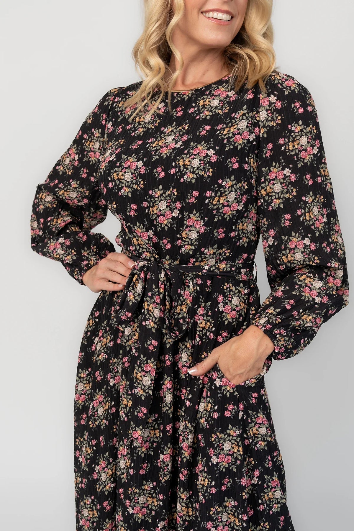 Idalia Midi Dress | Black Floral