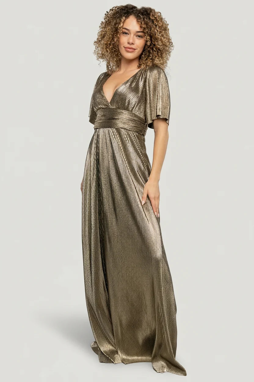 Venetian Pleated Gown | Gold