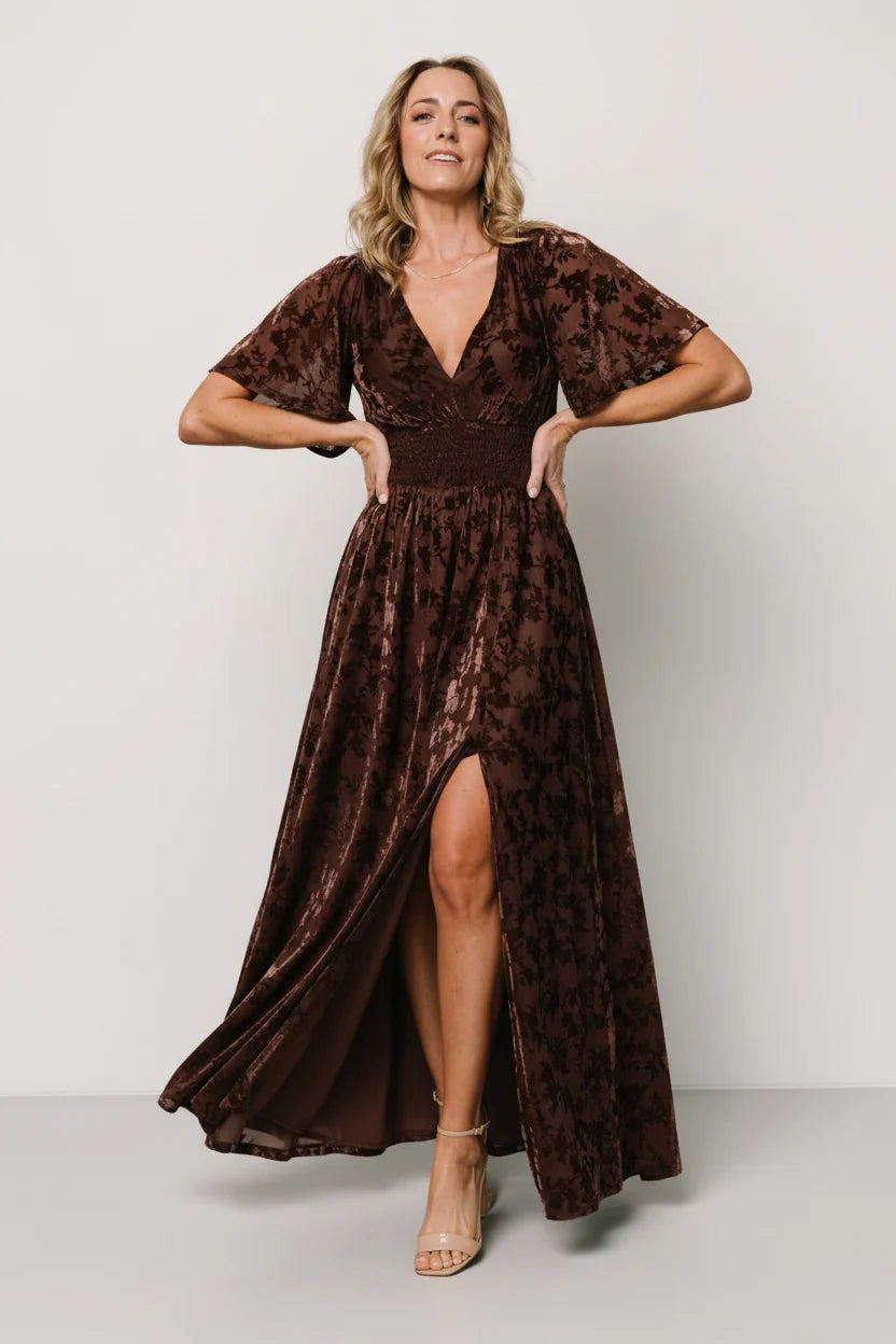 Veronica Velvet Maxi Dress | Espresso