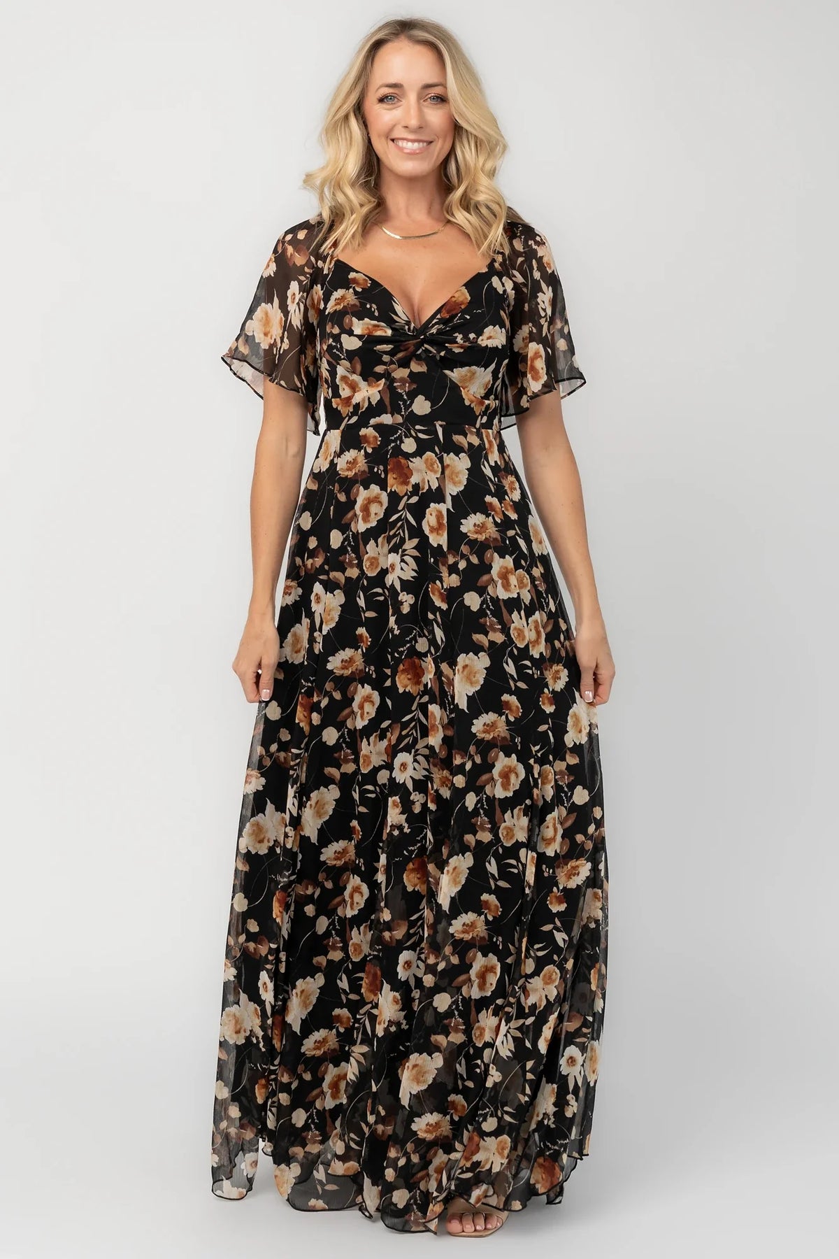 Positano Maxi Dress | Black + Golden Floral