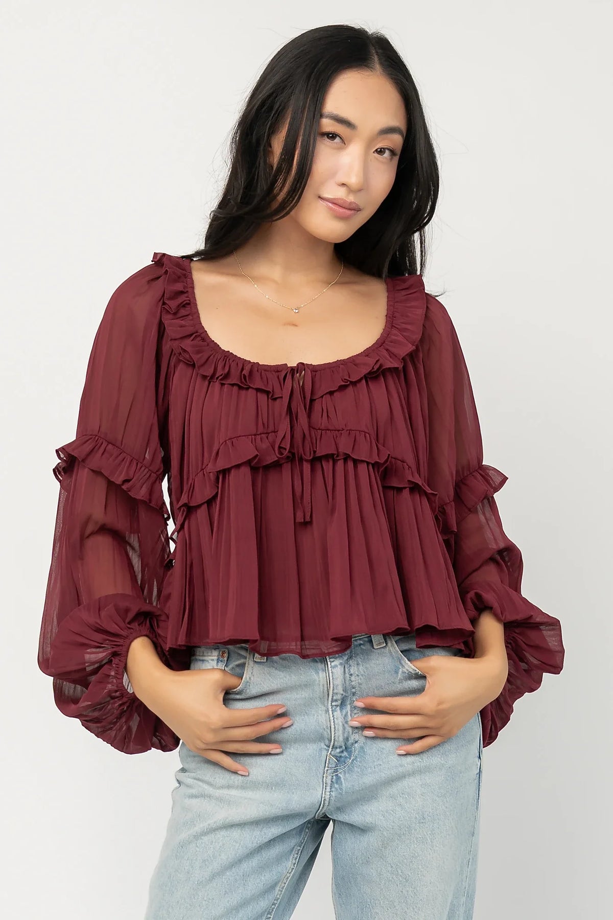 Bellerose Ruffle Top | Burgundy