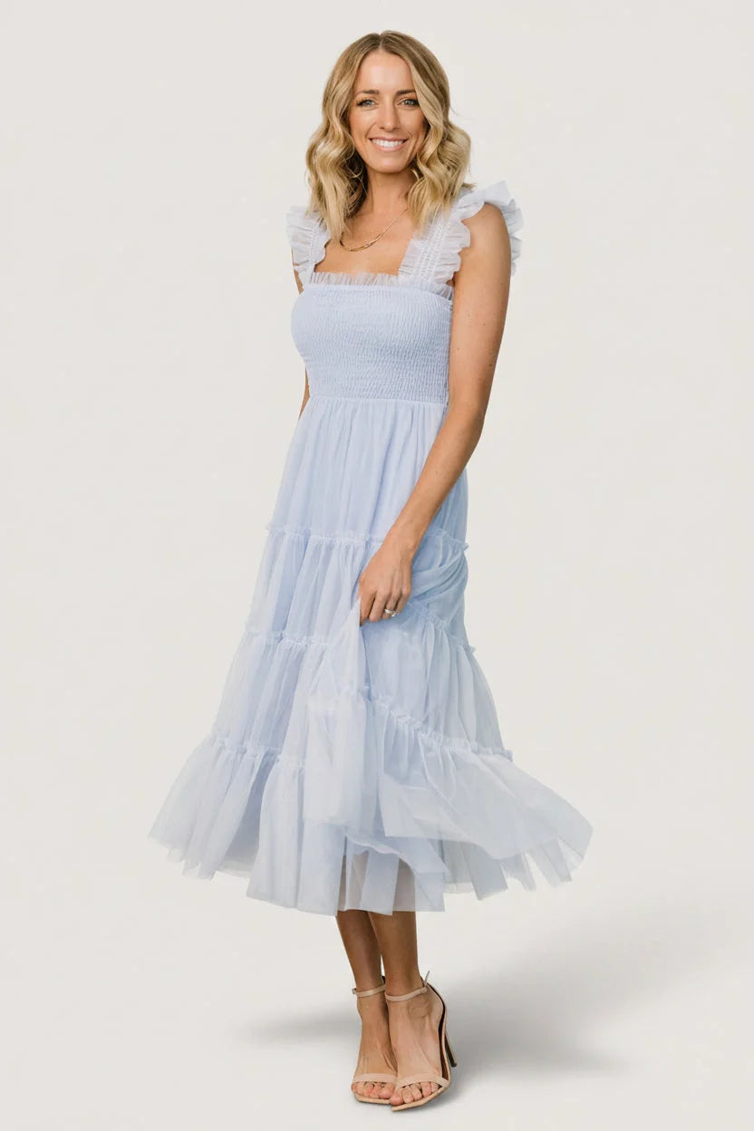 Emma Smocked Tulle Dress | Light Blue