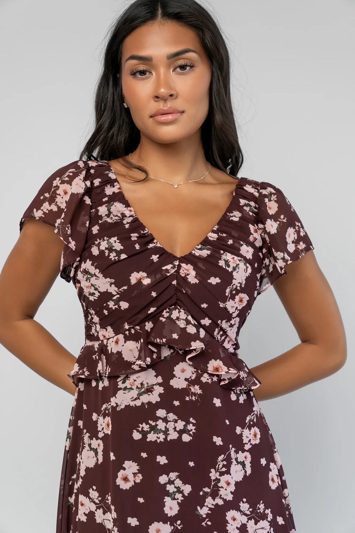 Teuila Midi Dress | Dark Clove + Blush Floral