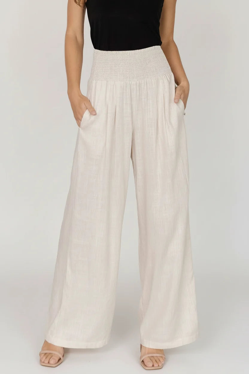 Parvati Smocked Waist Pants | Natural