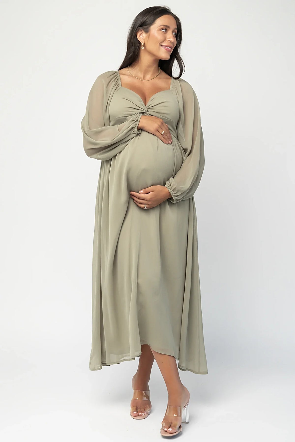 Dione Midi Dress | Dusty Olive