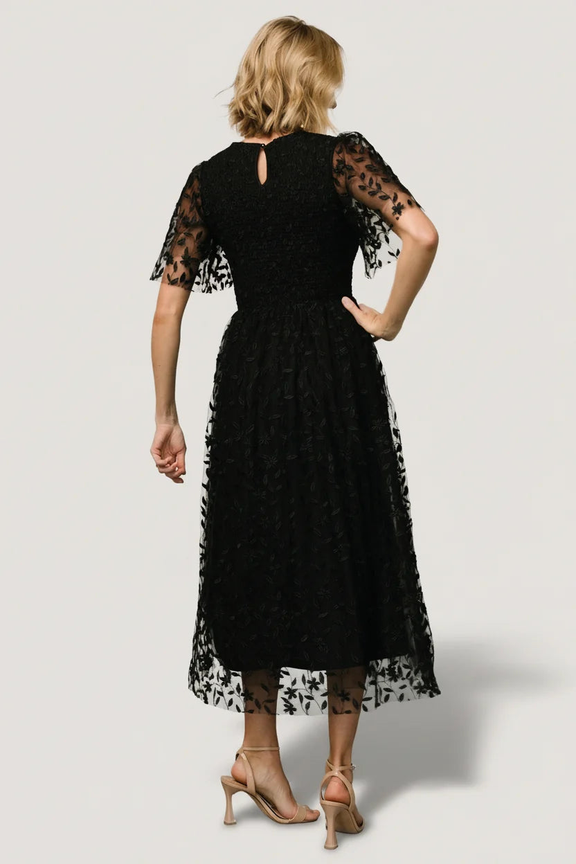 Kendra Embroidered Dress | Black