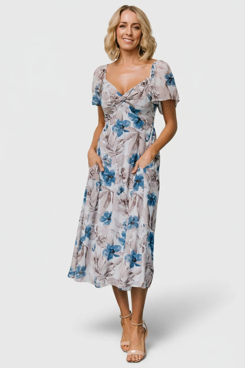 Melinda Midi Dress | Blue Floral