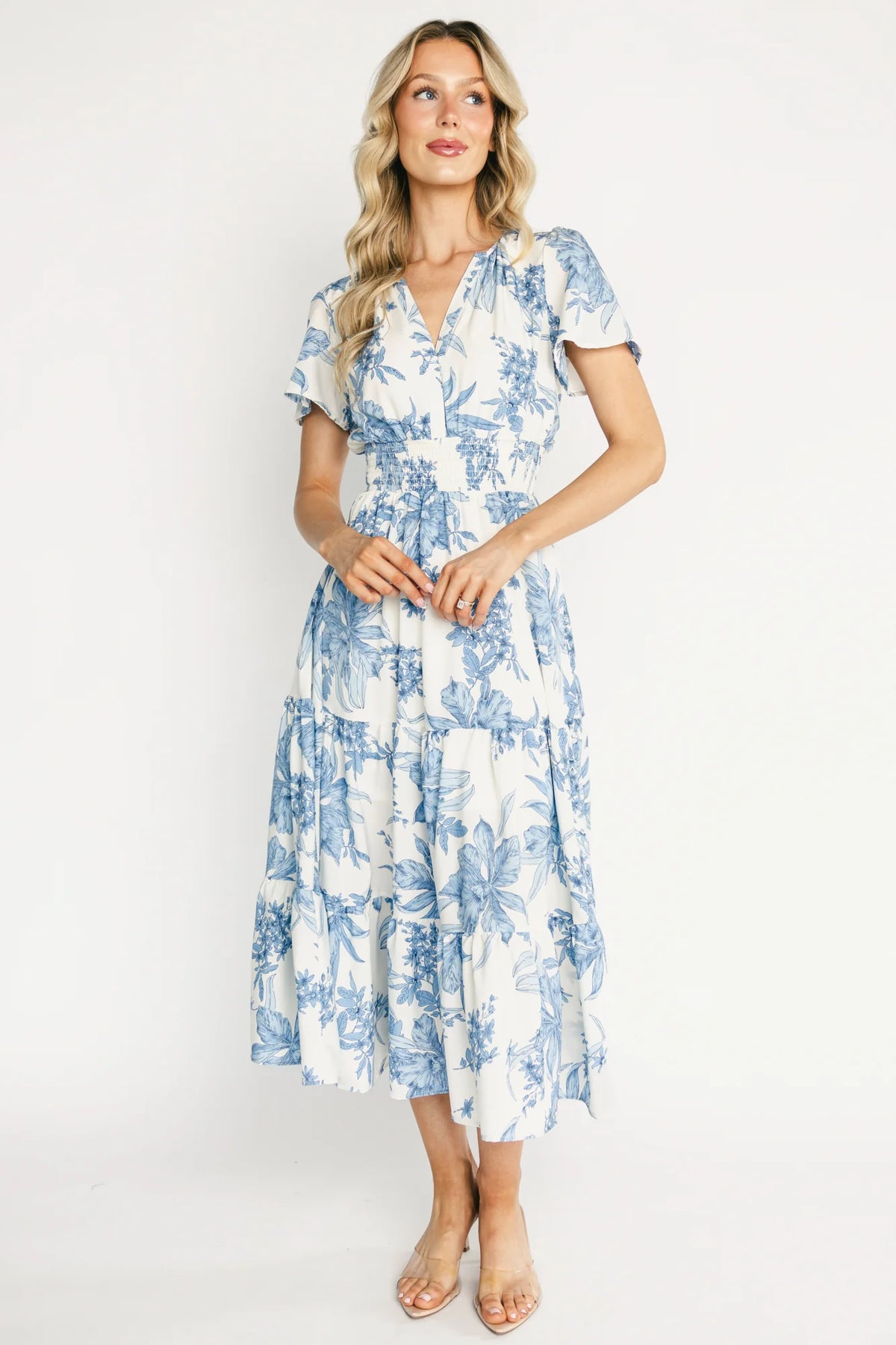 Holland Dress | Off White + Blue