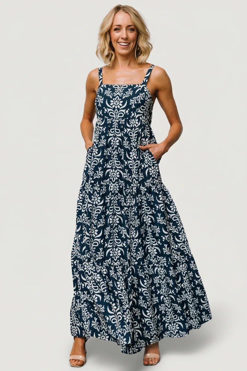 Oceanside Maxi Dress | Navy Print