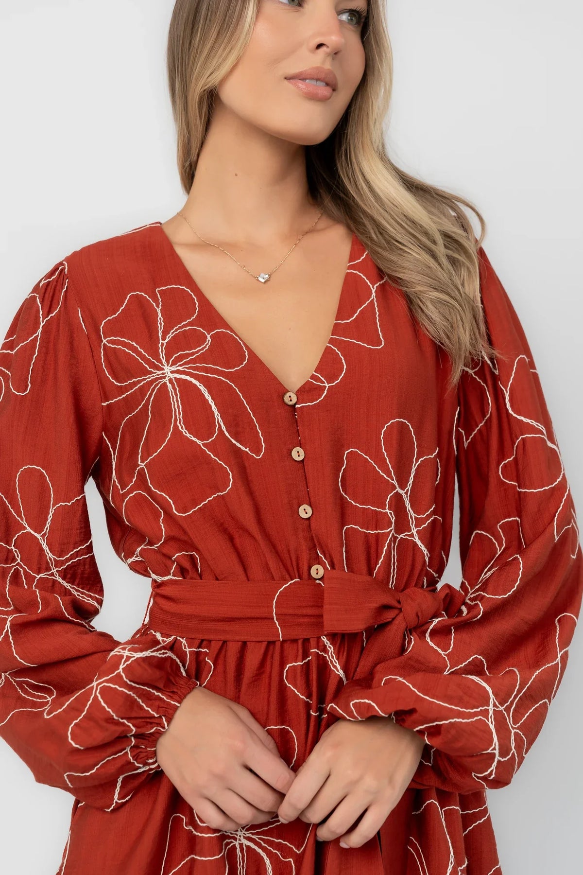 Elspeth Short Dress | Rust Floral