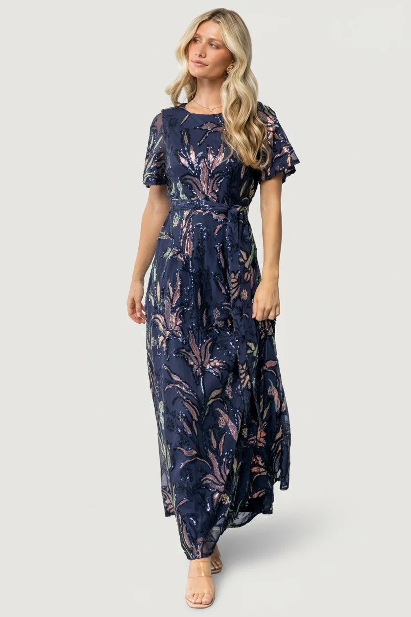 Muse Sequin Maxi Dress | Dark Blue Multi