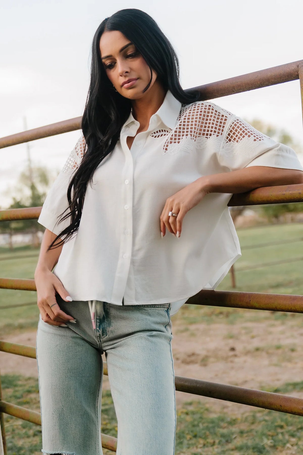 Jordin Embroidered Top | Off White