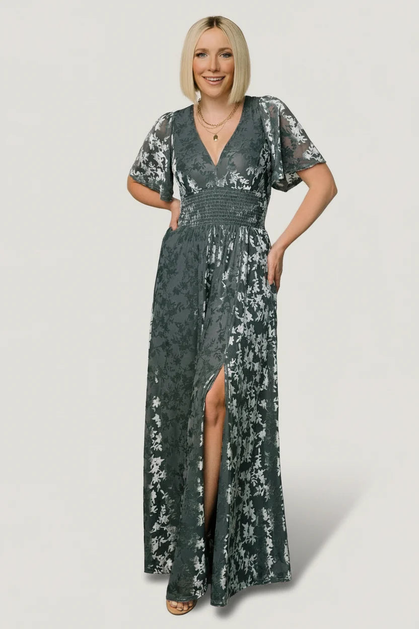 Veronica Velvet Maxi Dress | Slate Blue