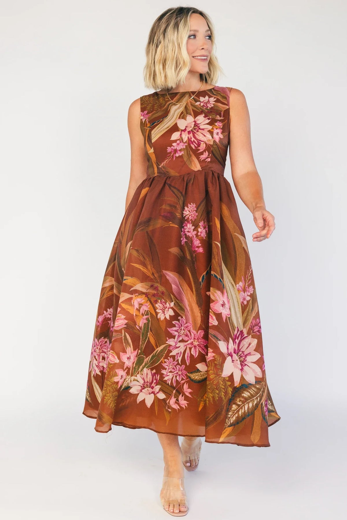 Hudson Midi Dress | Brown Floral
