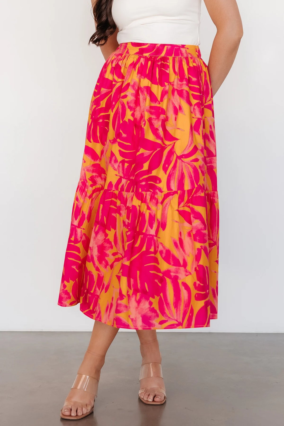 Luana Tiered Skirt | Orange + Fuchsia