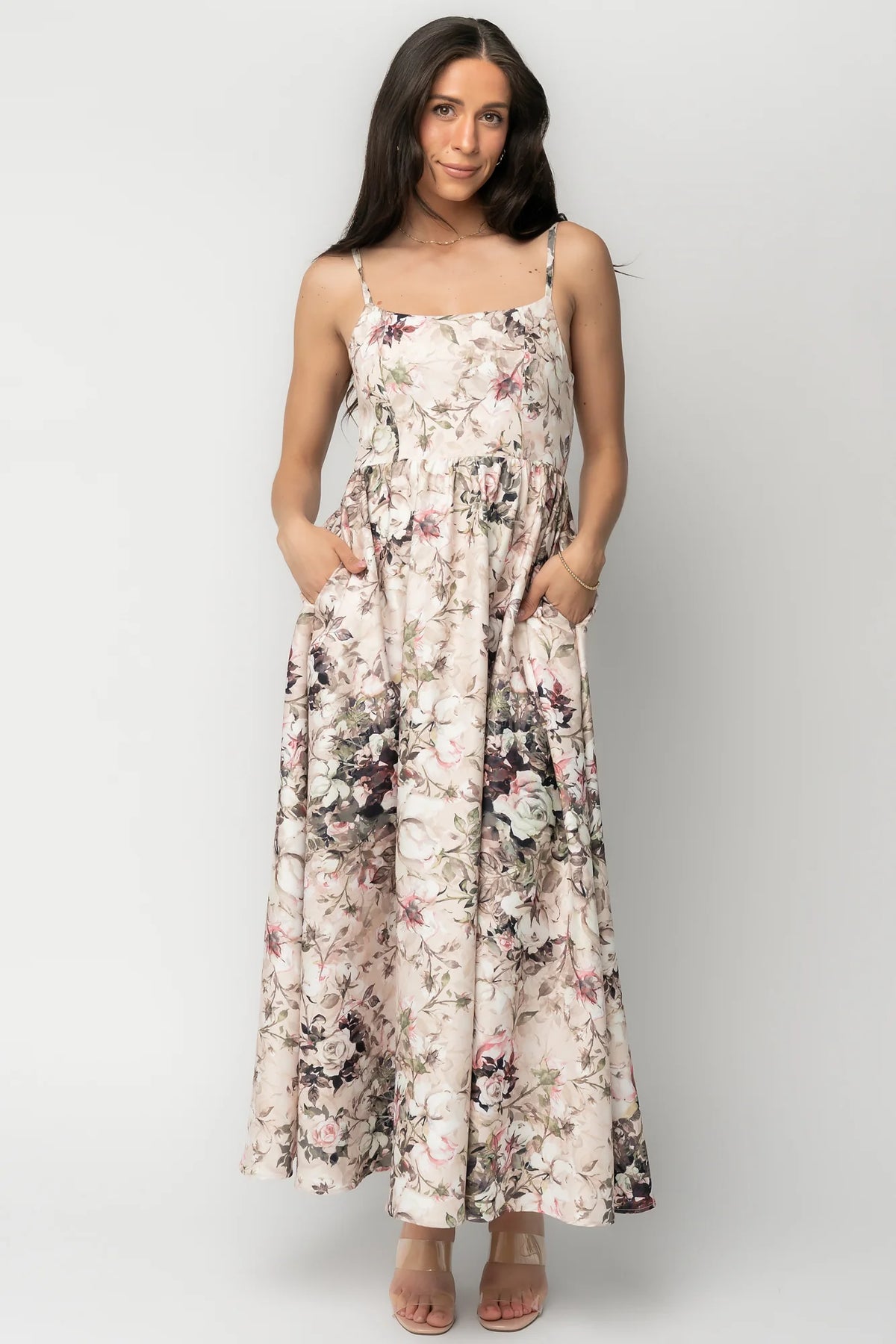 Celia Midi Dress | Beige Multi Floral