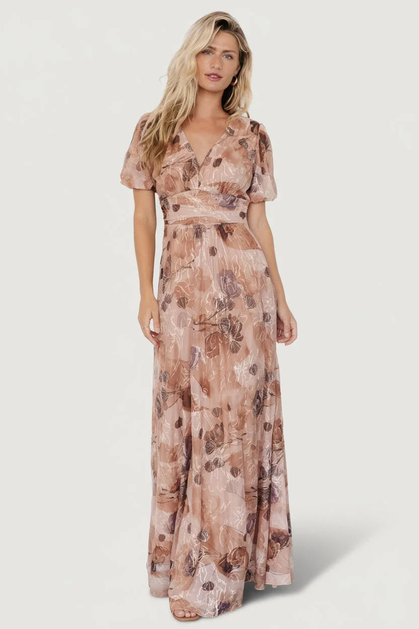 Ardley Maxi Dress | Taupe Floral