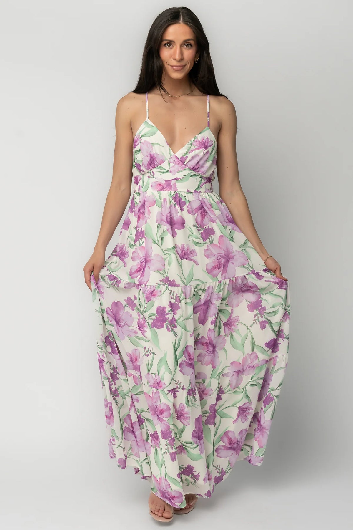 Lina Maxi Dress | Purple + White Floral