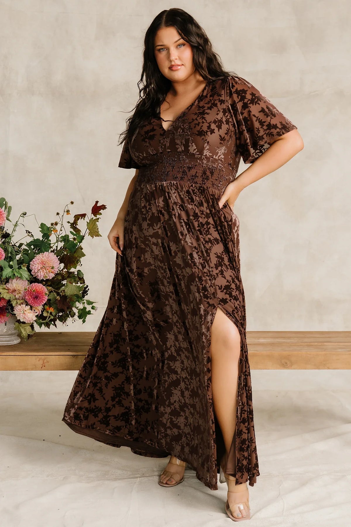 Veronica Velvet Maxi Dress | Espresso
