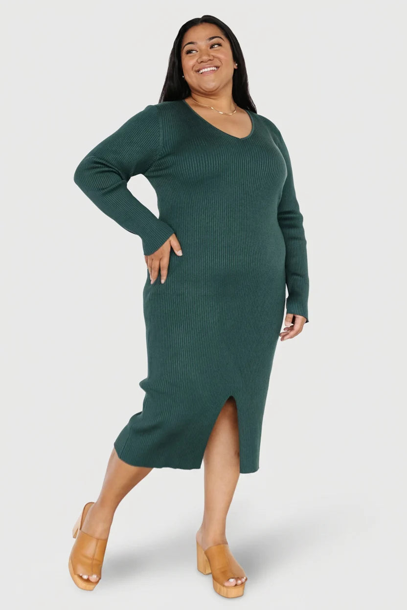 Fairmount Ribbed Midi Dress | Green