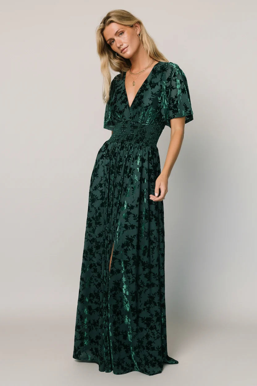 Veronica Velvet Maxi Dress | Green