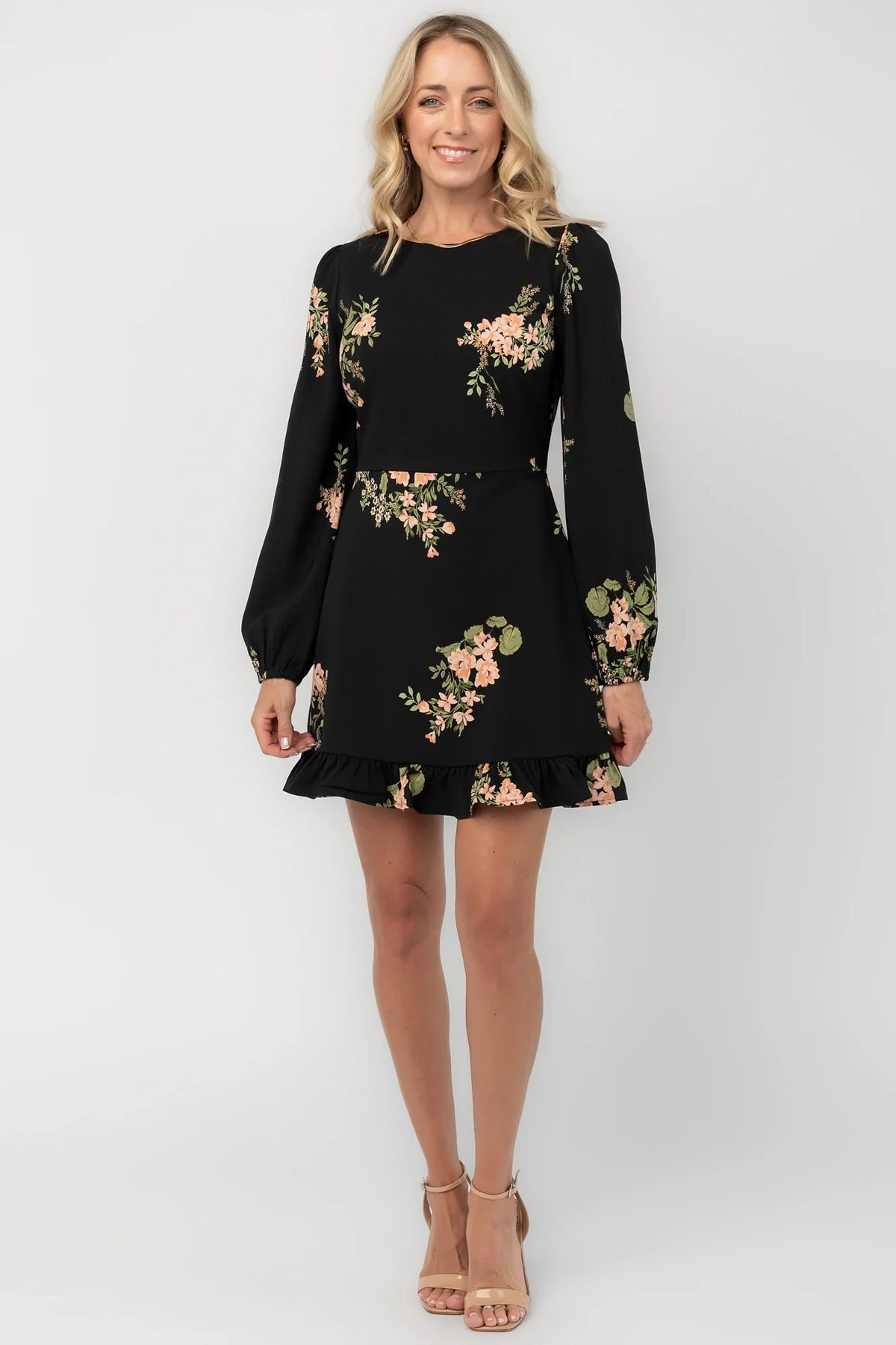 Tylene Short Dress | Black Floral