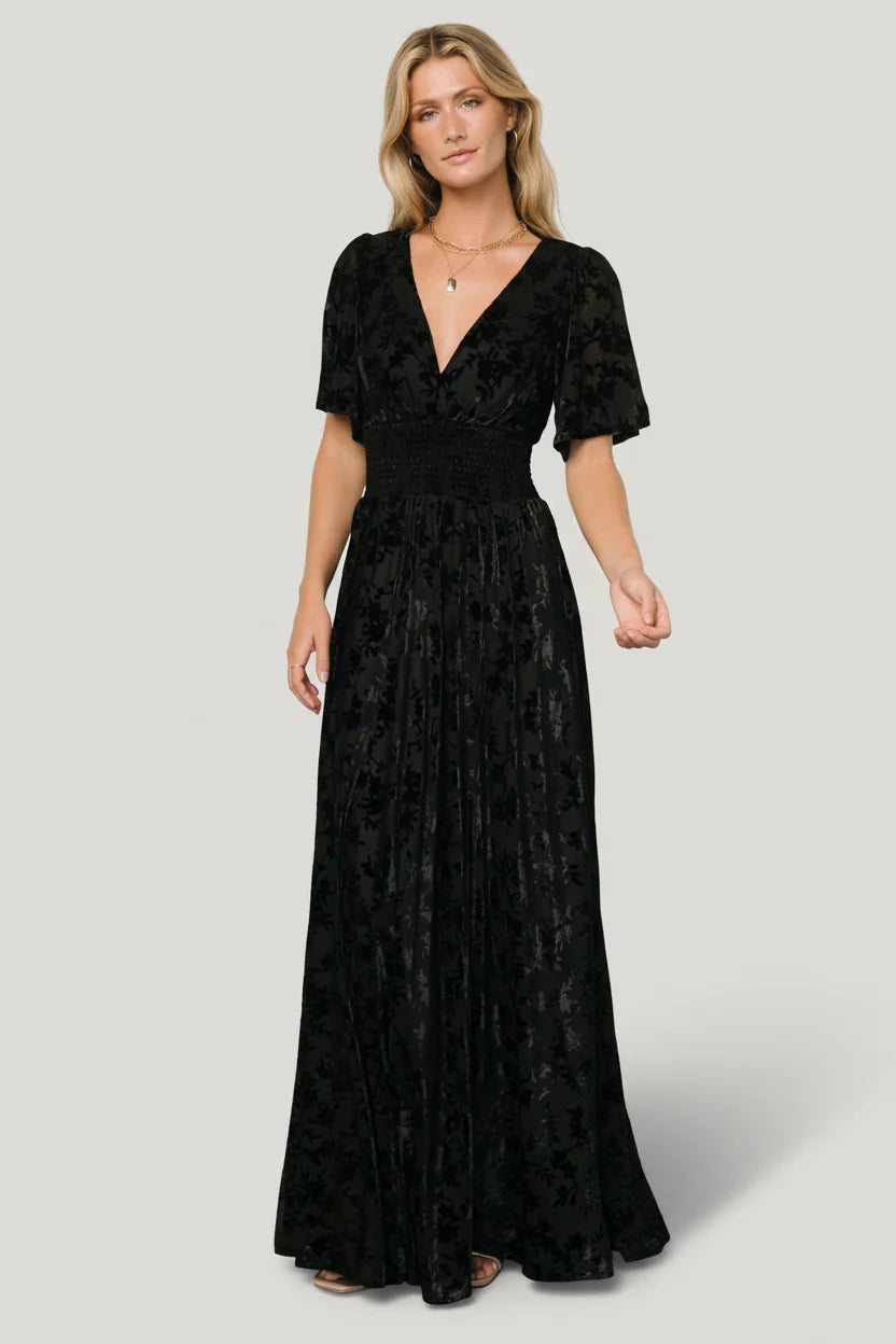 Veronica Velvet Maxi Dress | Black