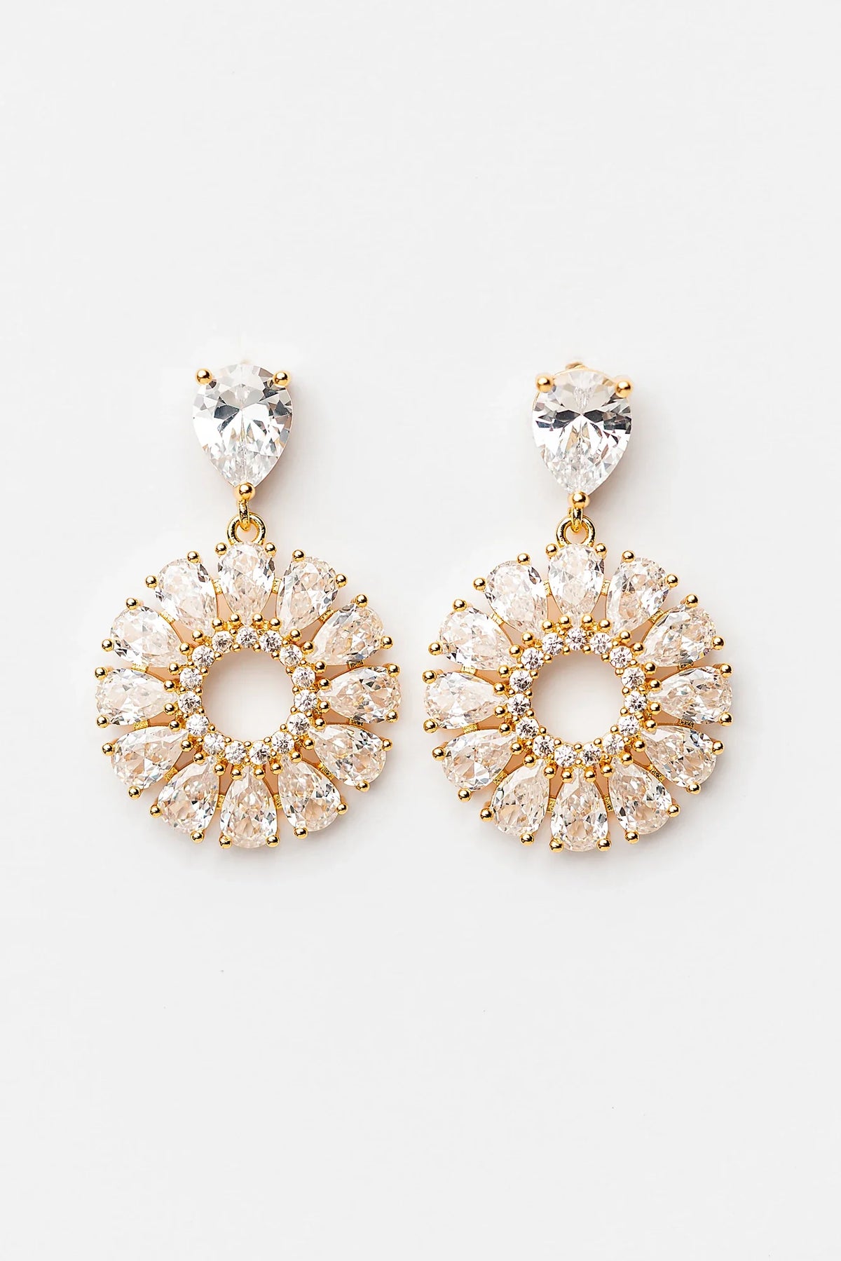 Lisandra Cluster Drop Earrings | Gold