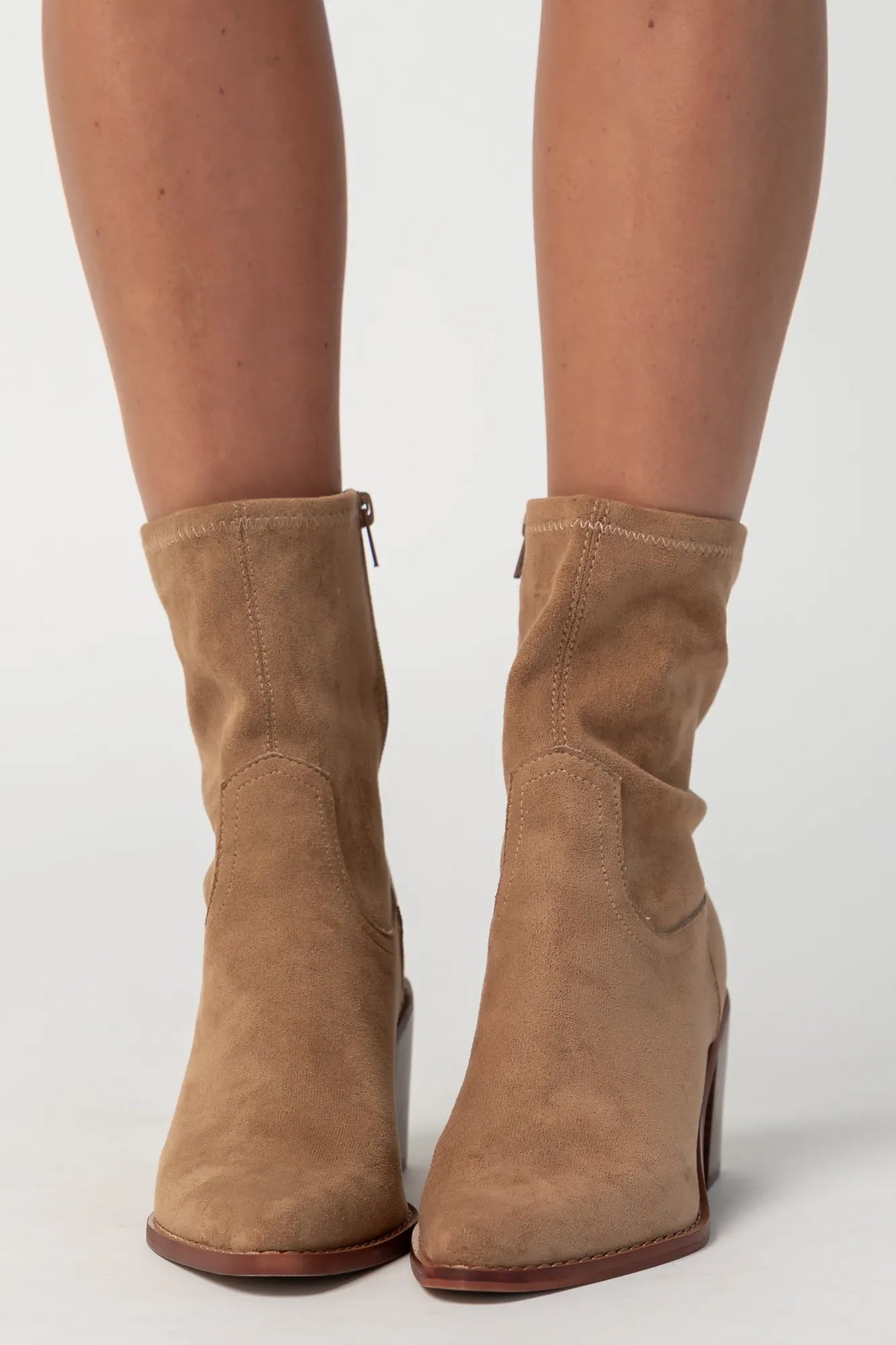 Blake Block Heel Ankle Boot | Sand