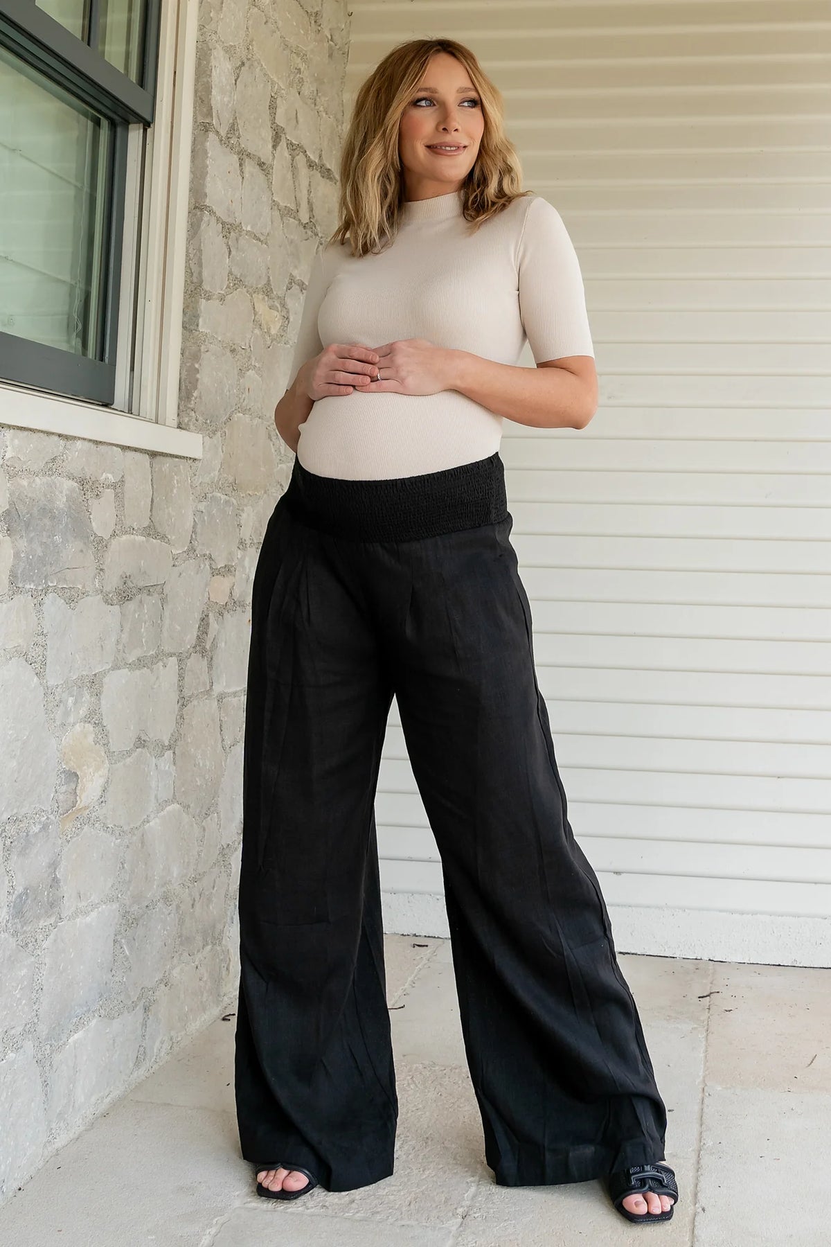 Parvati Smocked Waist Pants | Black