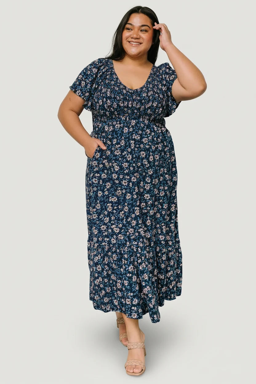 Joanie Smocked Dress | Blue Floral