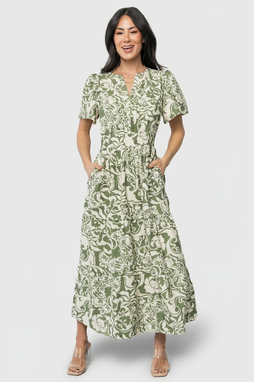 Aventura Midi Dress | Green Print